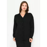 Black V-Neck Button-Front Knit Cardigan