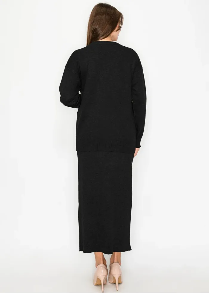 Classic Black Two-Piece Knit Set