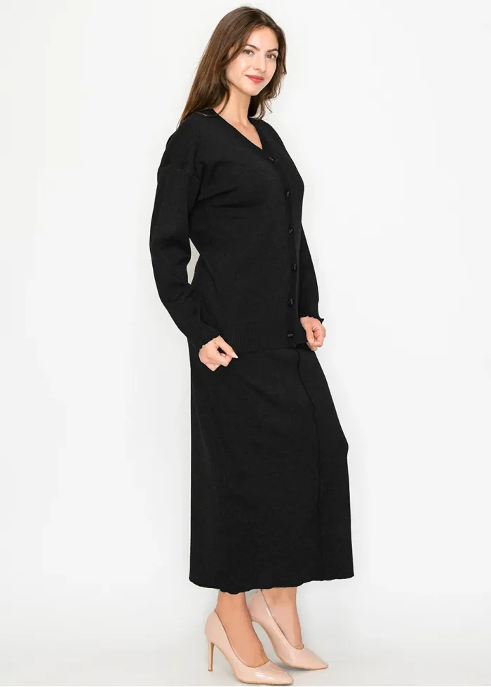 Classic Black Two-Piece Knit Set