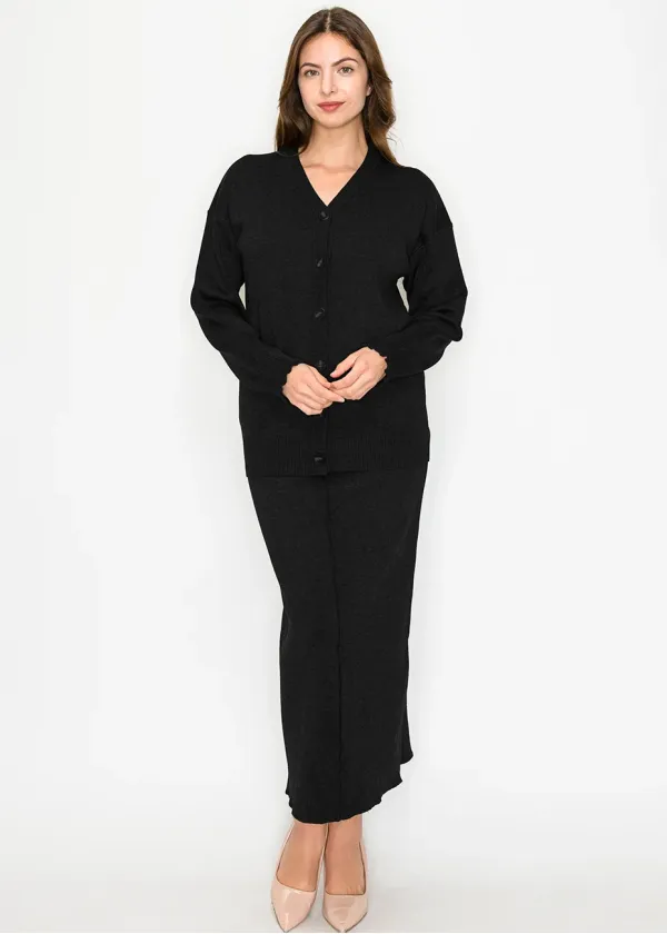 Classic Black Two-Piece Knit Set
