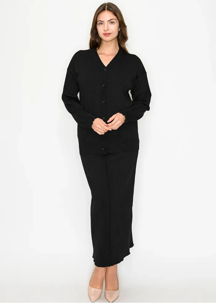 Classic Black Two-Piece Knit Set