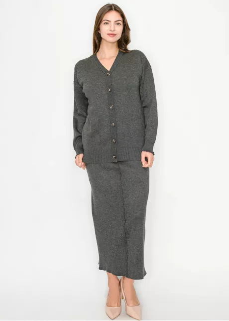 Heather Grey V-Neck Cardigan