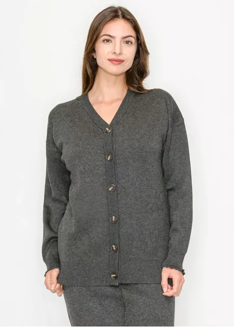 Heather Grey V-Neck Cardigan