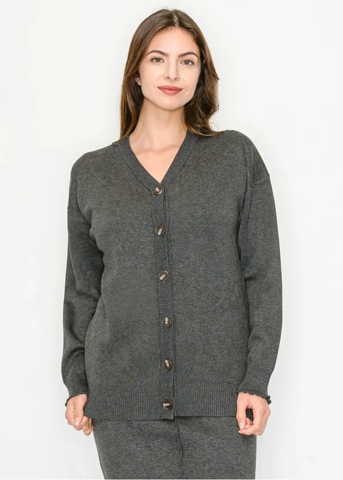 Heather Grey V-Neck Cardigan