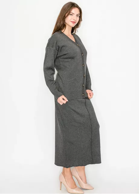 Heather Grey V-Neck Cardigan