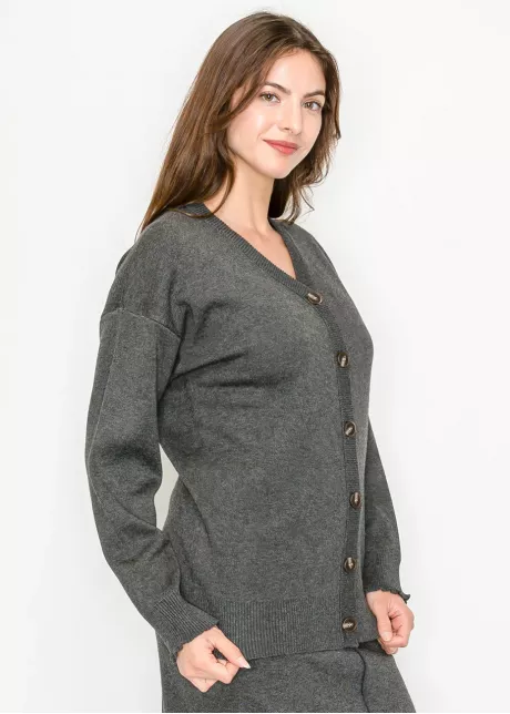 Heather Grey V-Neck Cardigan