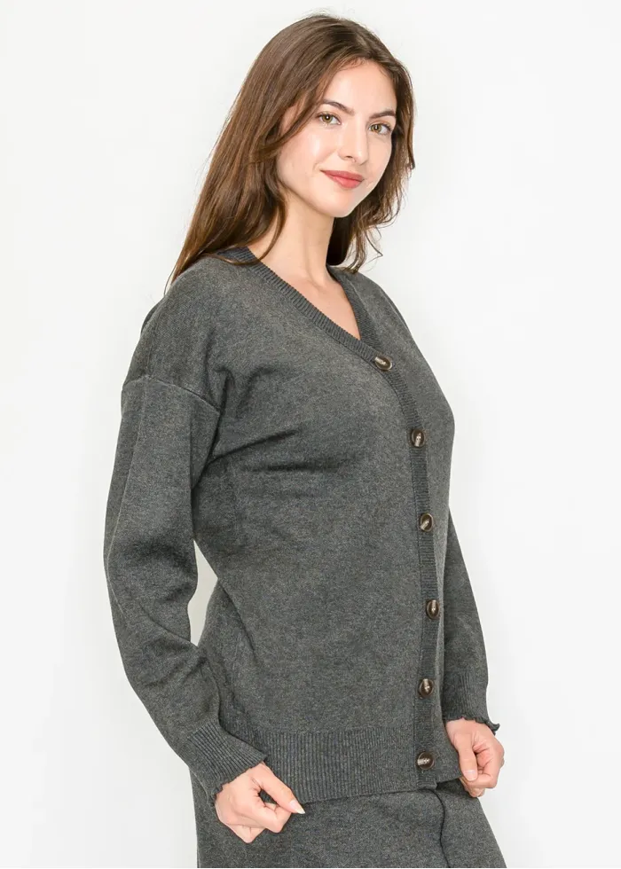 Heather Grey V-Neck Cardigan