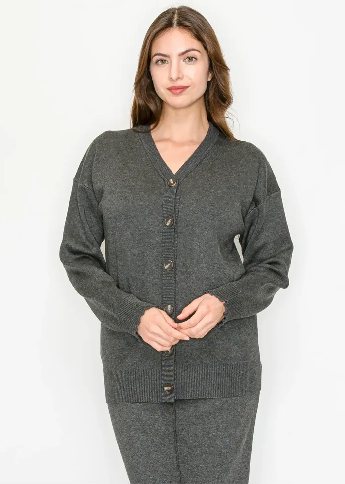 Heather Grey V-Neck Cardigan