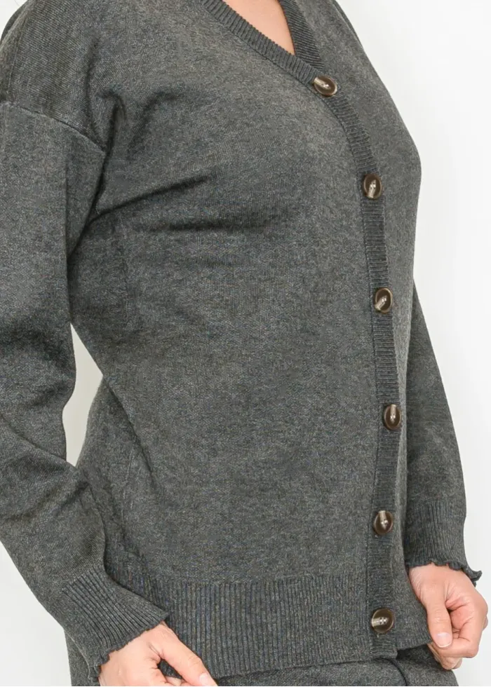 Heather Grey V-Neck Cardigan