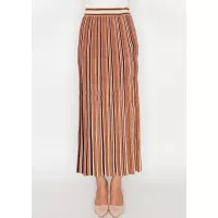 Stripe Pleated Skirt – Rust Mix