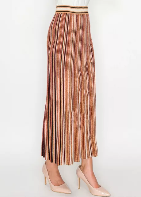 Stripe Pleated Skirt – Rust Mix
