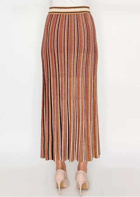 Stripe Pleated Skirt – Rust Mix