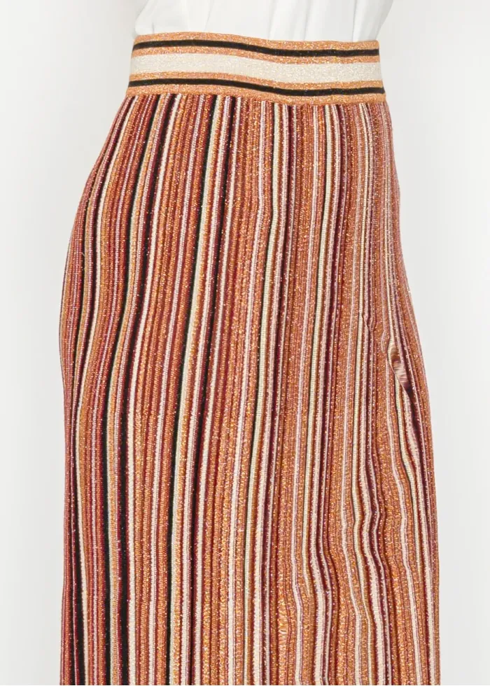 Stripe Pleated Skirt – Rust Mix