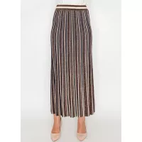 Striped Metallic Pleated Skirt