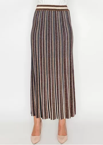 Striped Metallic Pleated Skirt Striped Metallic Pleated Skirt