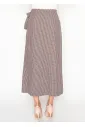 Burgundy Houndstooth Wrap Skirt with Bow