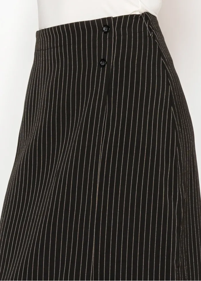 Black Pinstripe Midi Skirt