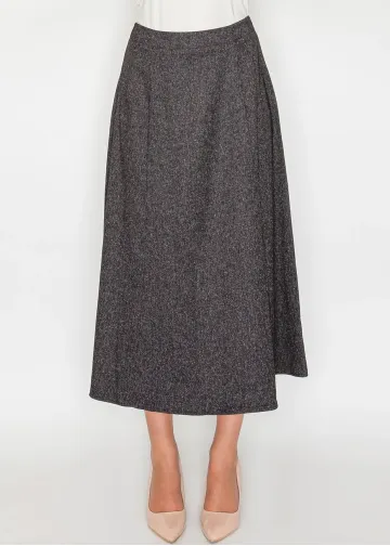 Dark Charcoal A-Line Midi Skirt