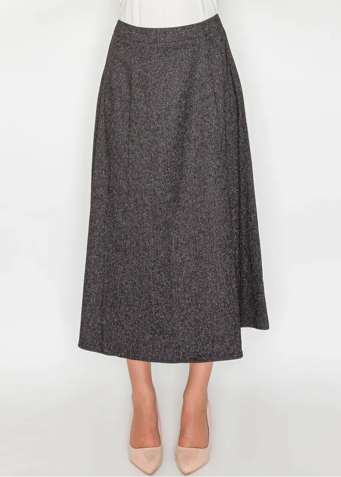 Dark Charcoal A-Line Midi Skirt