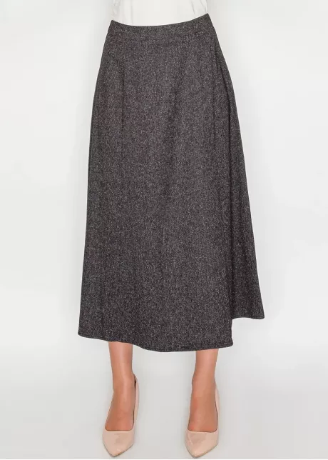 Dark Charcoal A-Line Midi Skirt