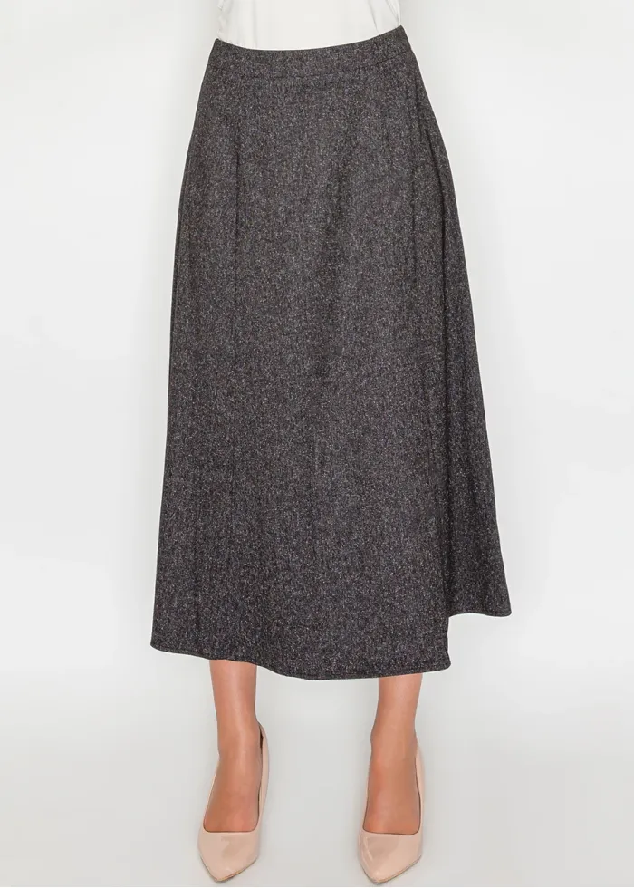 Dark Charcoal A-Line Midi Skirt
