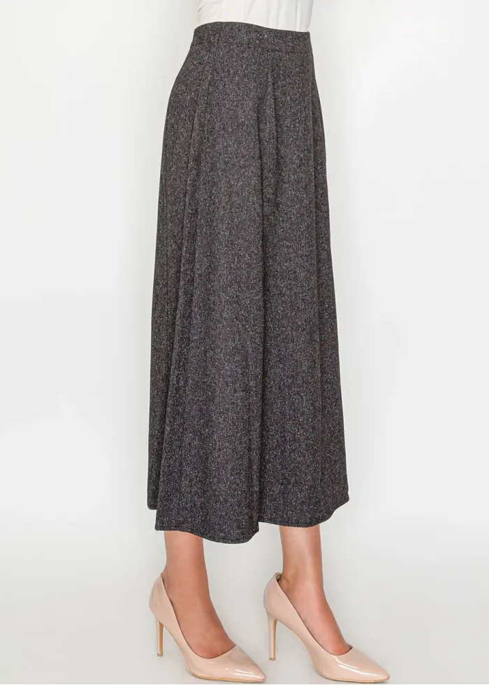 Dark Charcoal A-Line Midi Skirt