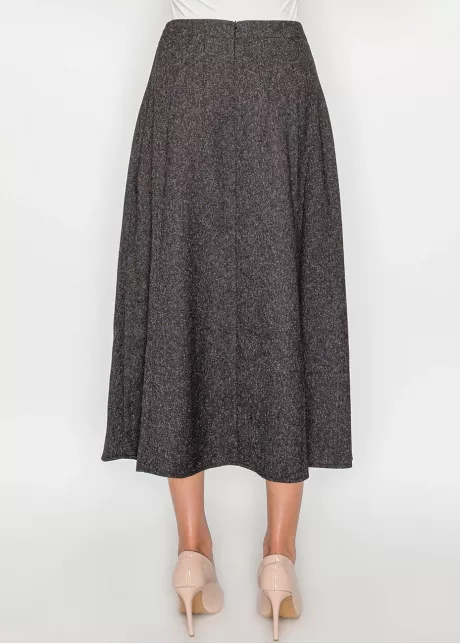 Dark Charcoal A-Line Midi Skirt