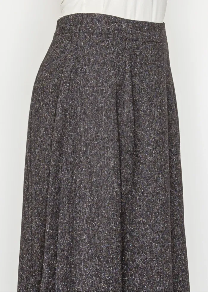 Dark Charcoal A-Line Midi Skirt