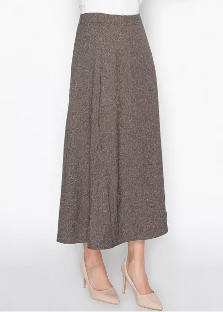 Brown A-Line Midi Skirt
