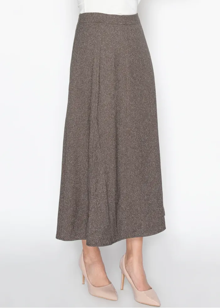 Brown A-Line Midi Skirt