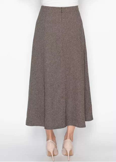 Brown A-Line Midi Skirt