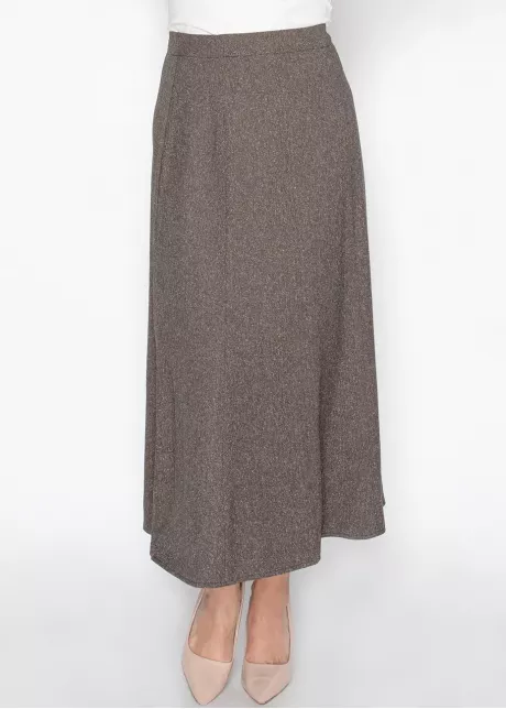 Brown A-Line Midi Skirt