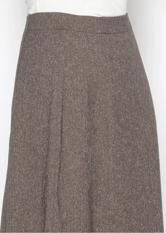 Brown A-Line Midi Skirt