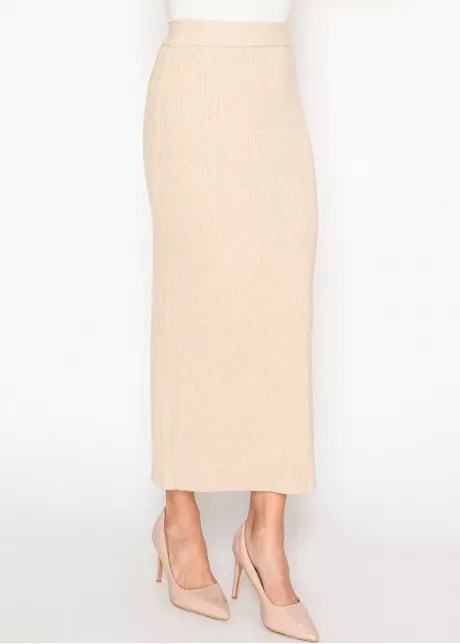 Oatmeal Ribbed Knit Skirt