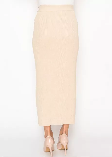 Oatmeal Ribbed Knit Skirt