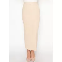 Oatmeal Ribbed Knit Skirt