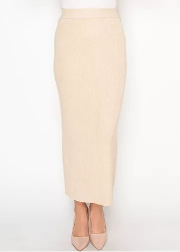 Oatmeal Ribbed Knit Skirt Oatmeal Ribbed Knit Skirt