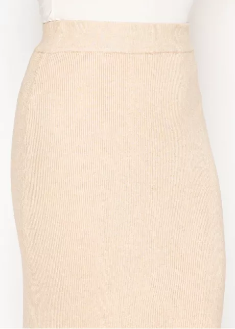 Oatmeal Ribbed Knit Skirt