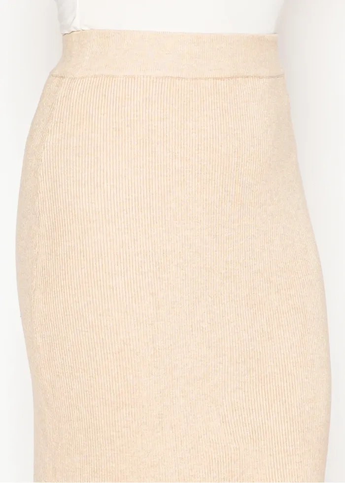 Oatmeal Ribbed Knit Skirt