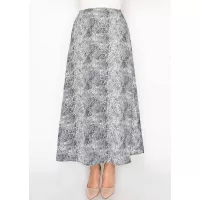 Grey Snakeskin Print A-Line Skirt