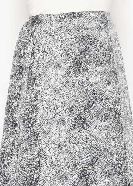 Grey Snakeskin Print A-Line Skirt