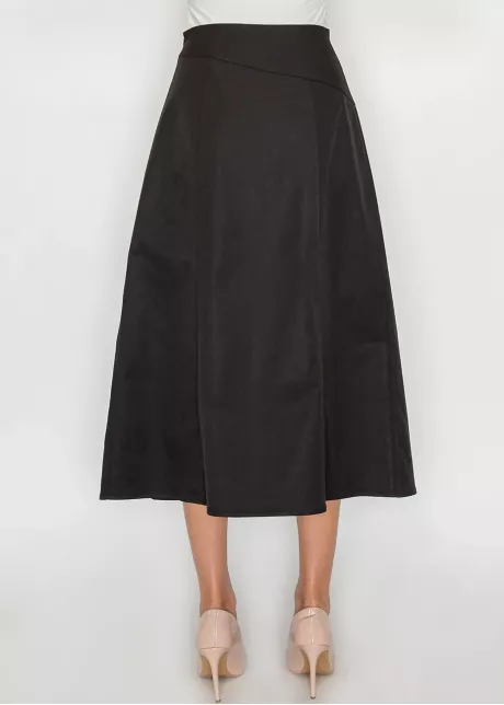 Black Midi Skirt with Side Pleat
