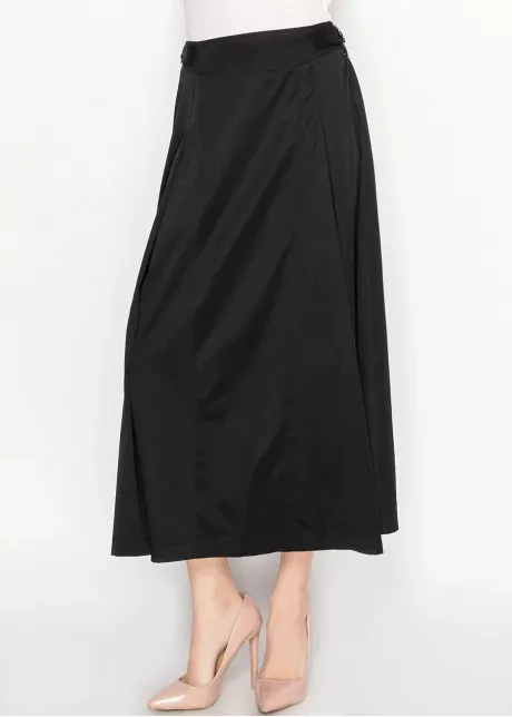 Paneled Flare Midi Skirt in Black