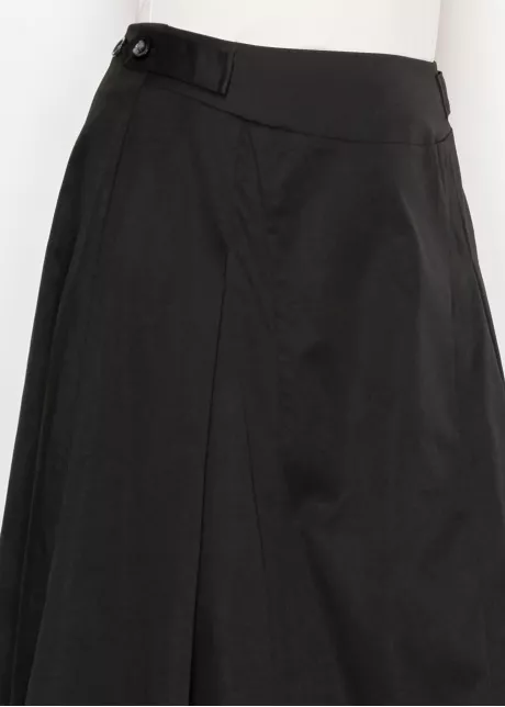 Paneled Flare Midi Skirt in Black