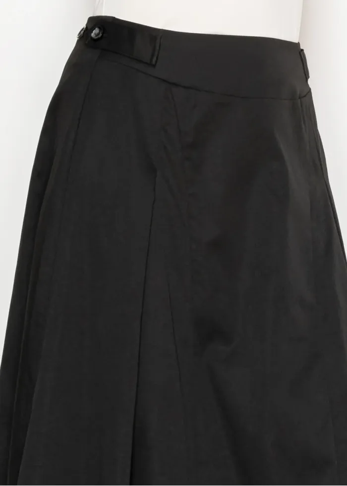 Paneled Flare Midi Skirt in Black