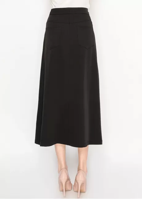 Black Midi Skirt with Cargo Pockets