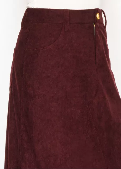 Burgundy Midi Skirt with Pockets