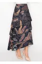 Floral tiered midi skirt in navy print