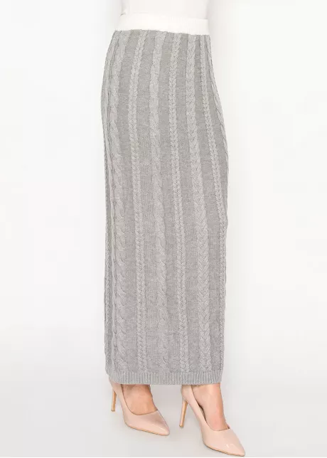 Grey Cable Knit Maxi Skirt
