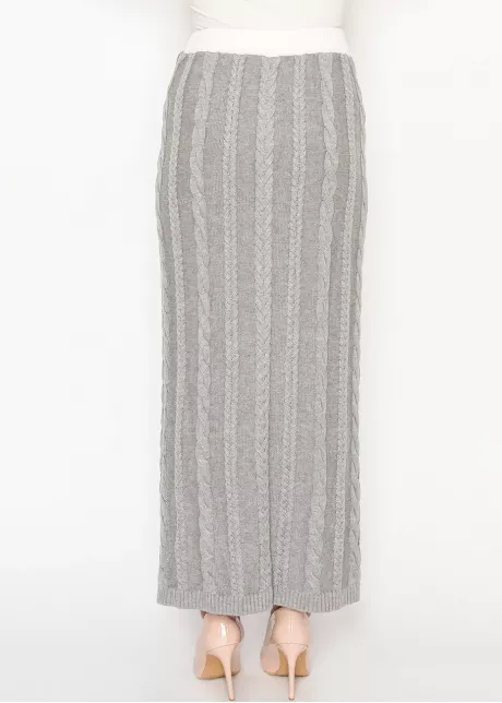 Grey Cable Knit Maxi Skirt